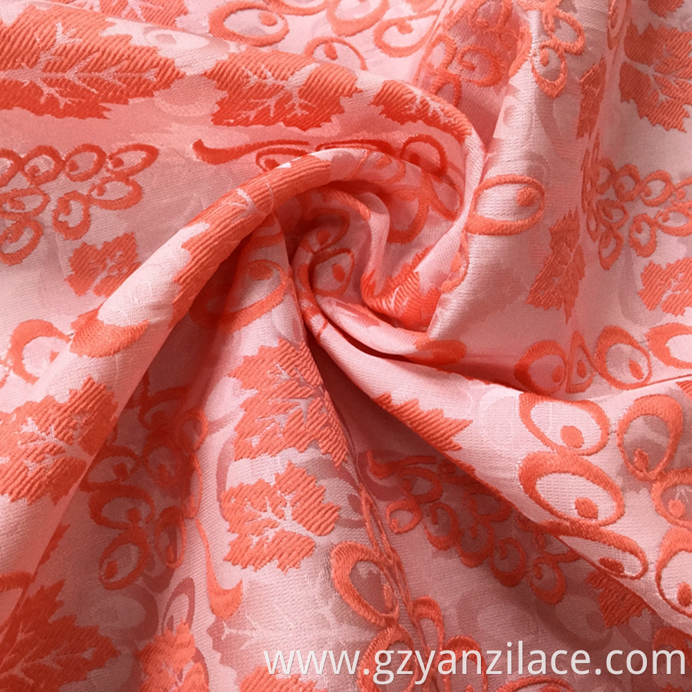 Orange Silk Print Upholstery Jacquard Fabric